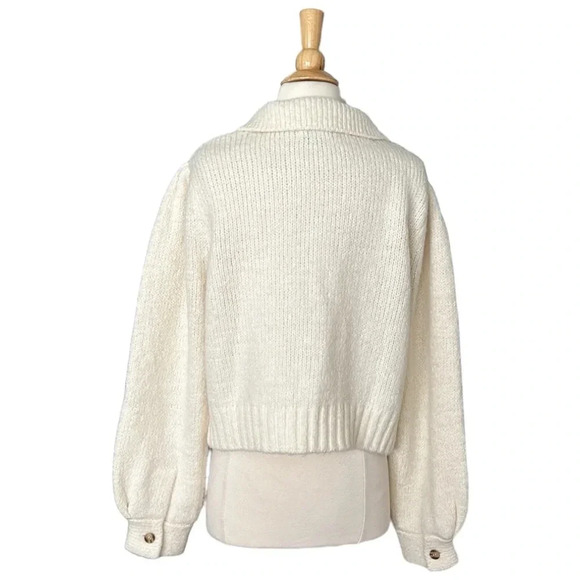 dh NEW YORK Merino Wool Baby Alpaca Cropped Knit Sweater Neutral Casual, Medium - Picture 8 of 16